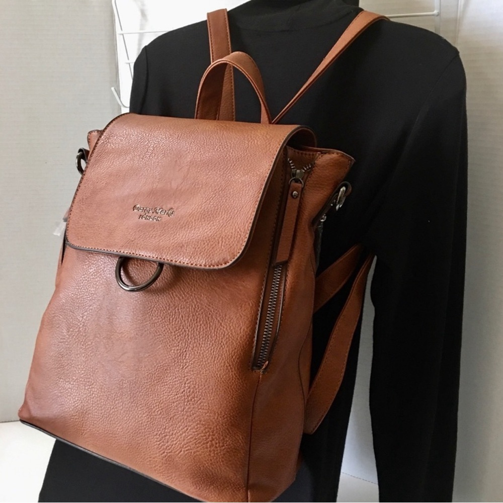 New - Darcy Marks Backpack Cognac Color Vegan Approved Leather